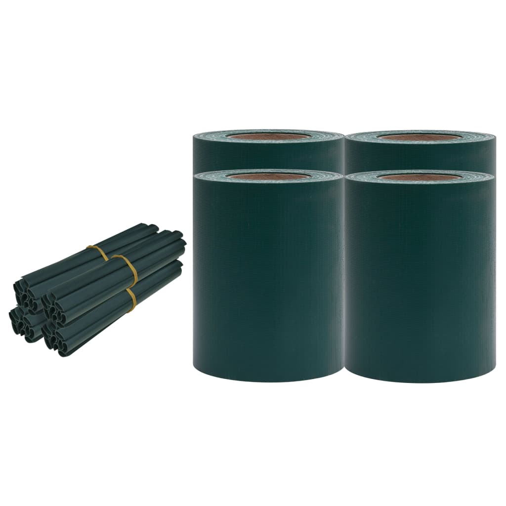 vidaXL Ленти за покриване на огради 4 бр PVC 35x0,19 м зелен мат