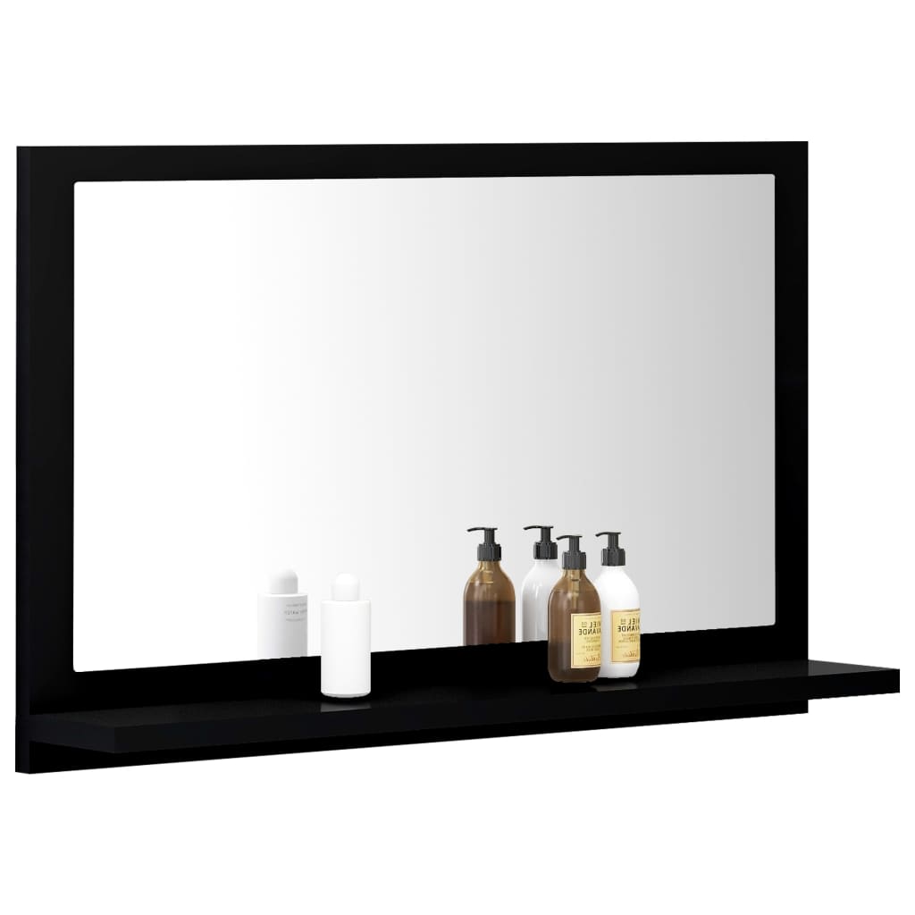 vidaXL Огледало за баня, черно, 60x10,5x37 см, ПДЧ