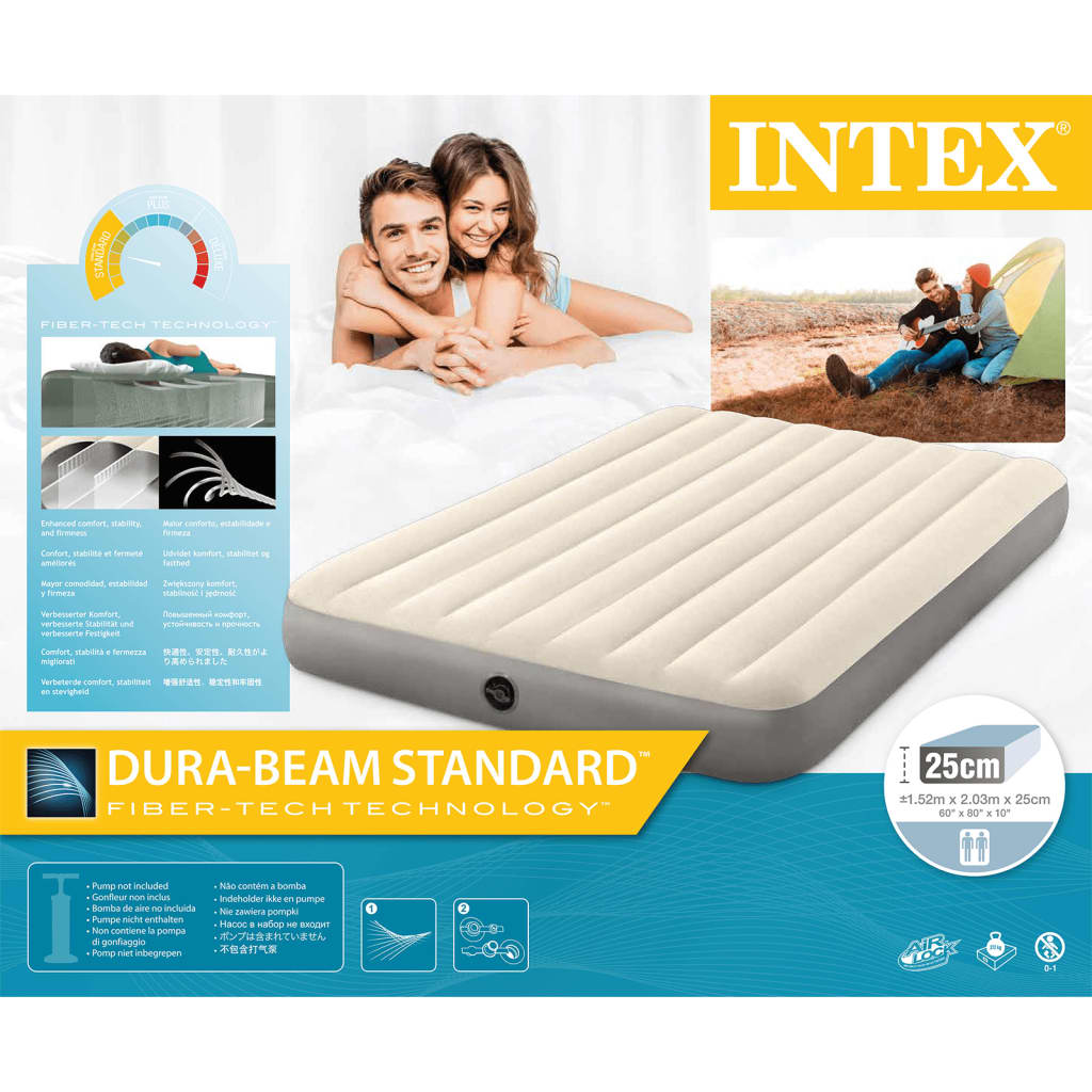 Intex Надуваемо легло Dura-Beam Standard Single-High, 152x203x25 см