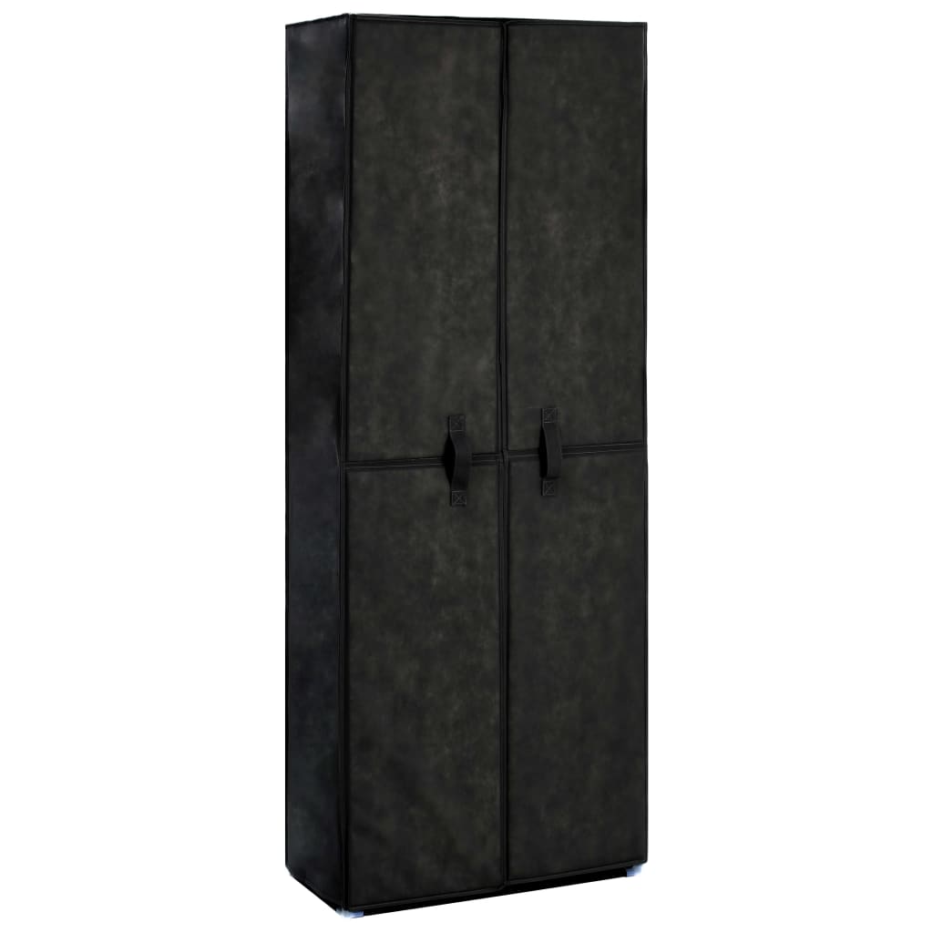 vidaXL Шкаф за обувки, черен, 60x30x166 см, плат