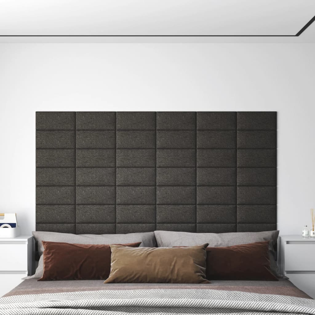 vidaXL Стенни панели, 12 бр, тъмносиви, 30x15 см, плат, 0,54 м²