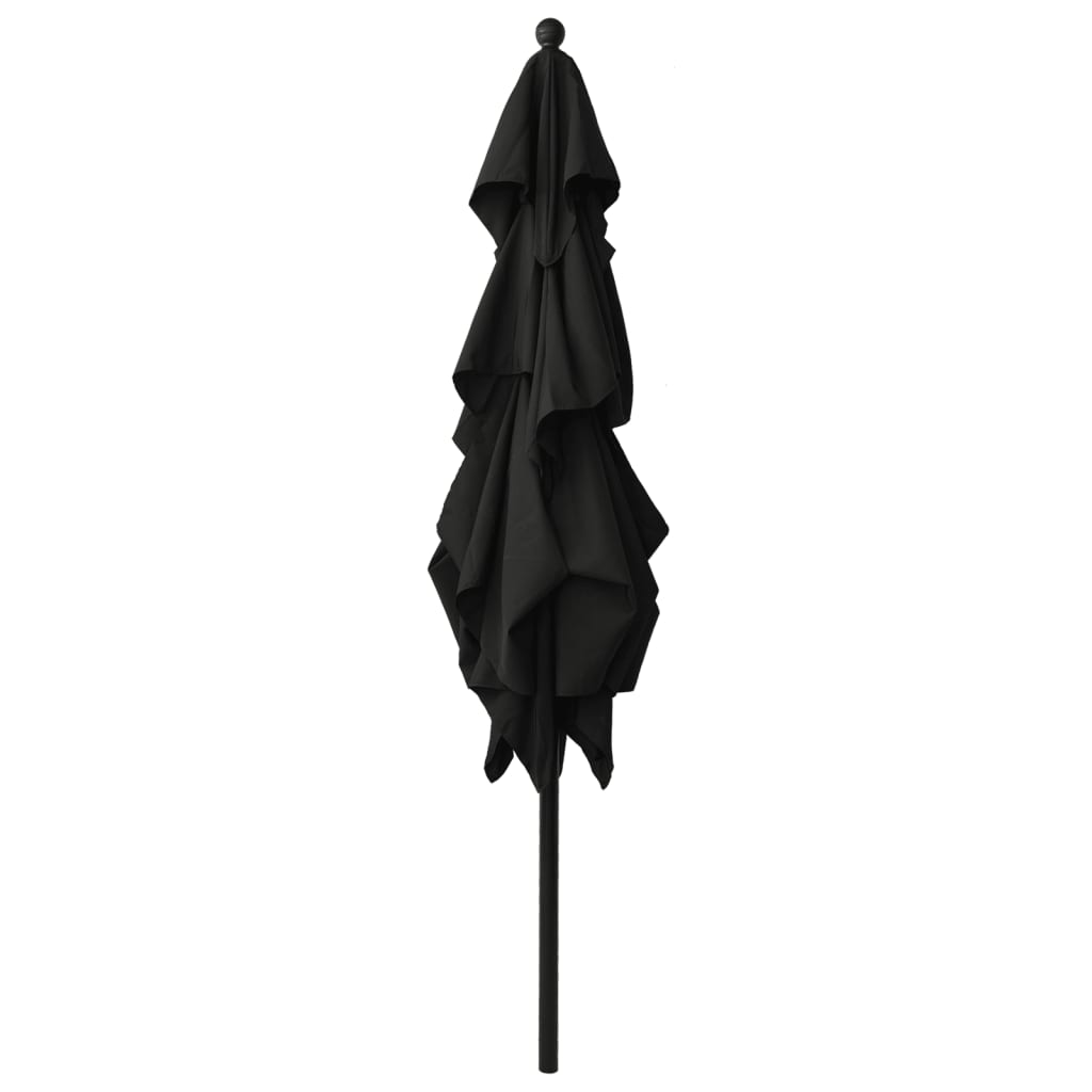 vidaXL Градински чадър на 3 нива с алуминиев прът, черен, 2,5x2,5 м