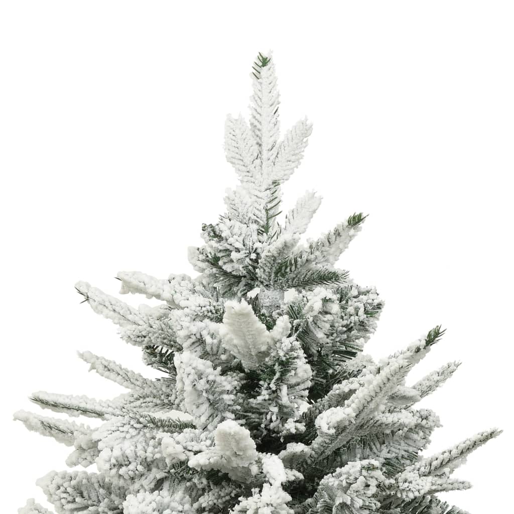 vidaXL Изкуствена коледна елха с флокиран сняг зелена 210 см PVC и PE