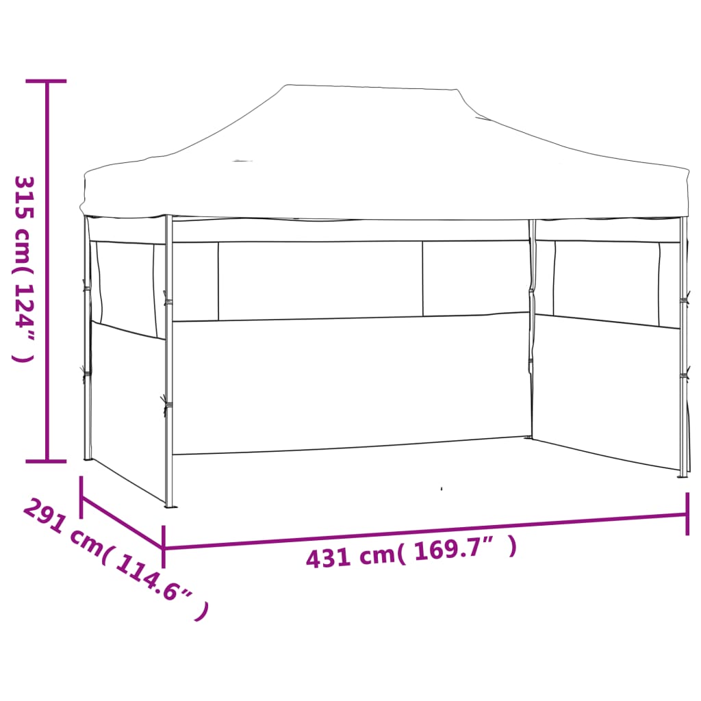 vidaXL Сгъваема шатра с 3 стени, 3x4,5 м, антрацит