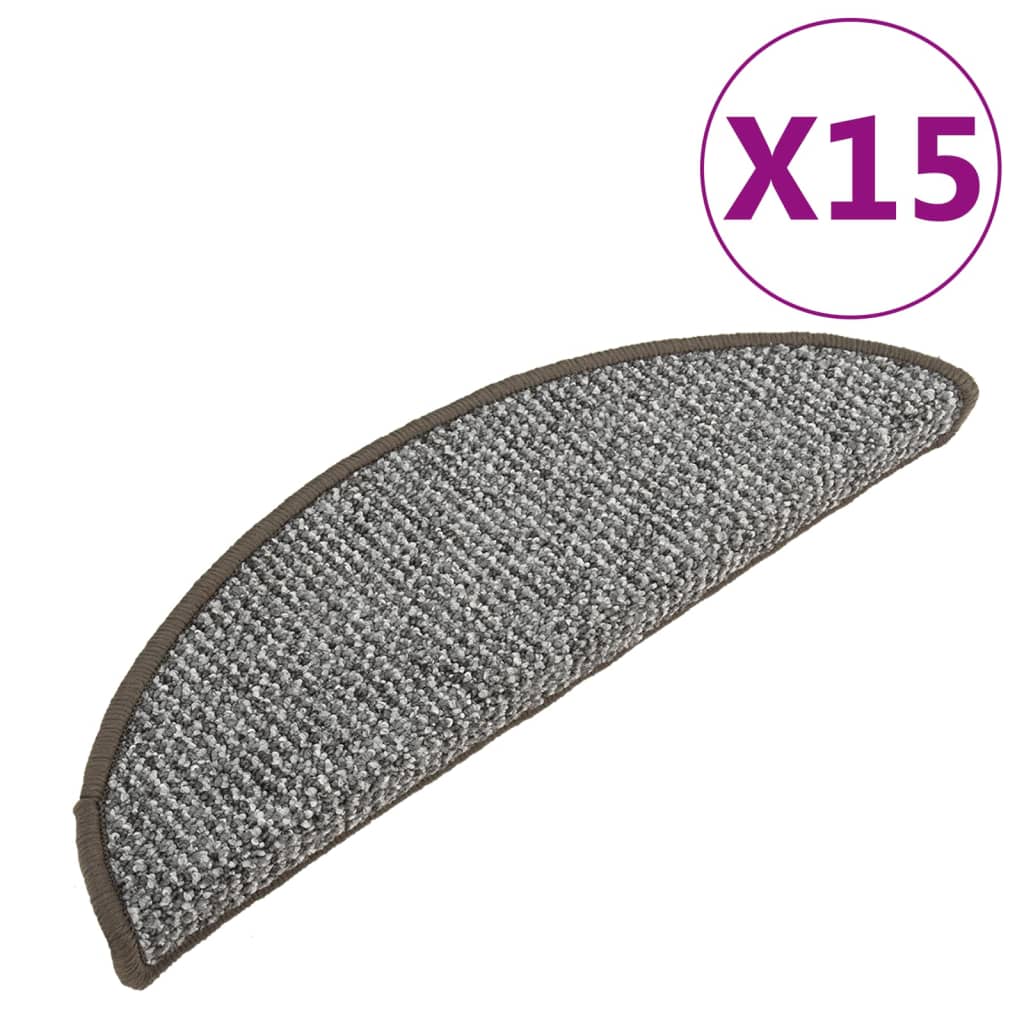 vidaXL Постелки за стъпала, 15 бр, сиви, 56x17x3 см