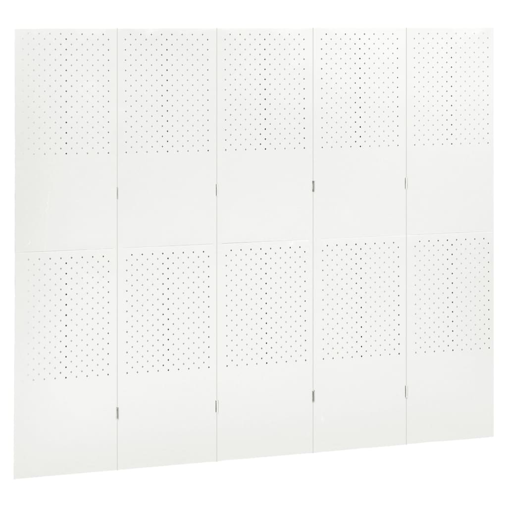 vidaXL 5-панелни паравани за стая, 2 бр, бели, 200x180 см, стомана