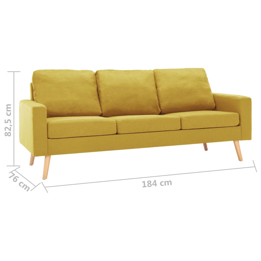 vidaXL Комплект дивани, 3 части, текстил, жълт