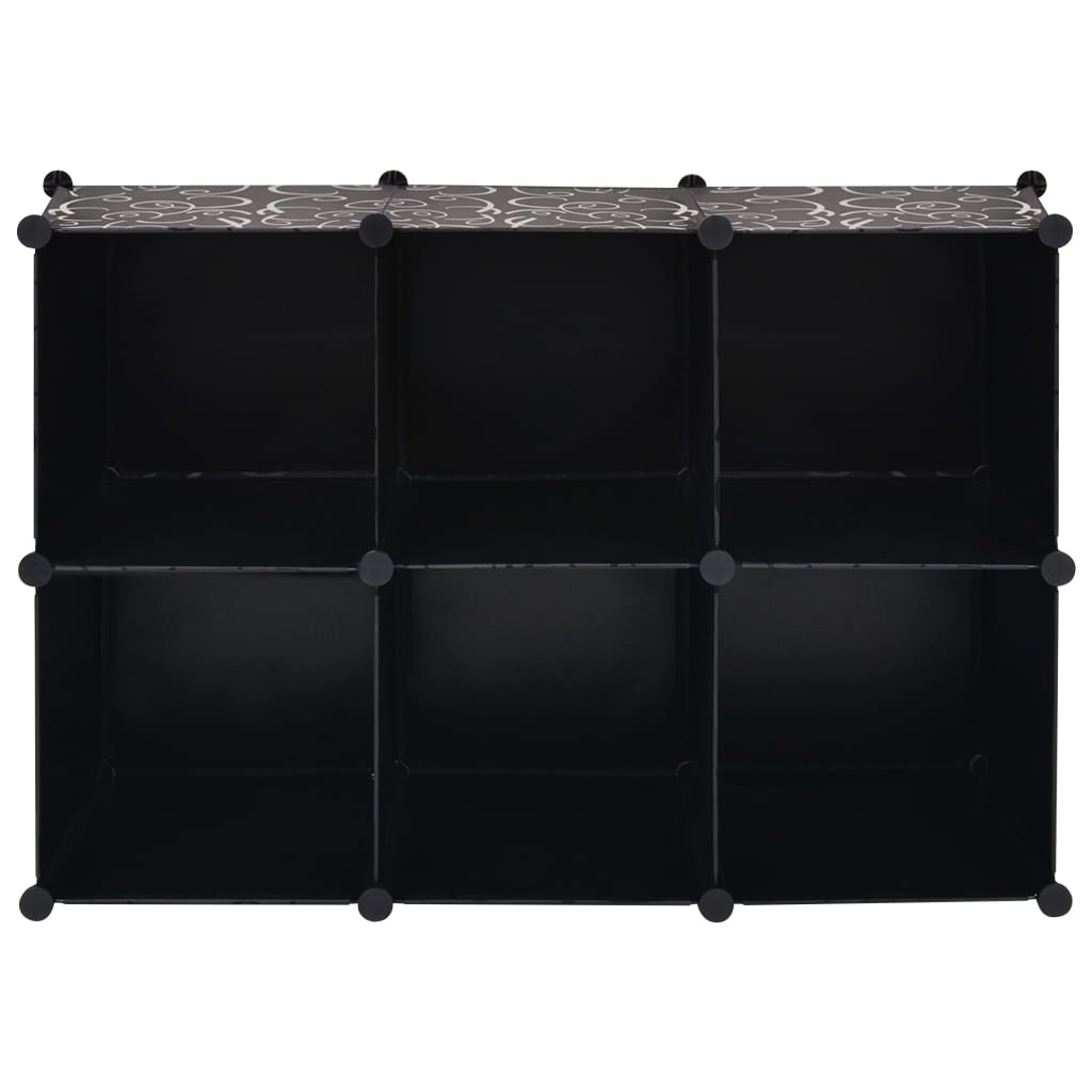 vidaXL Шкаф за съхранение, на кубове, 6 отделения, черен