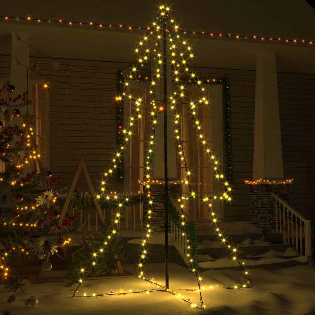 vidaXL Коледна елха конус, 240 LED, за закрито и открито, 118x180 см