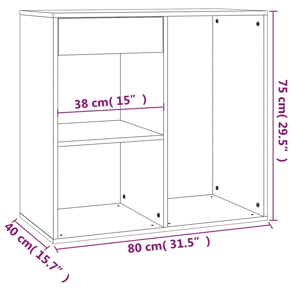 vidaXL Козметичен шкаф, бял гланц, 80x40x75 см, инженерно дърво