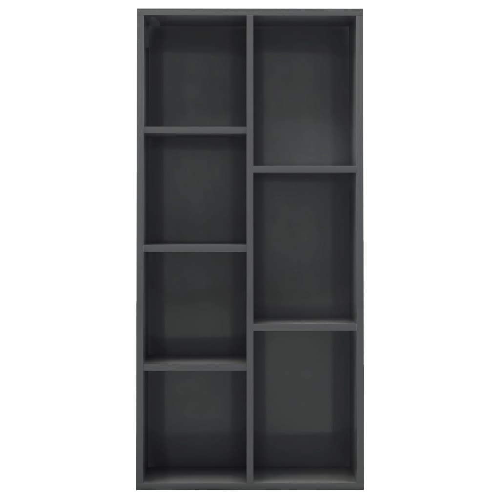 vidaXL Шкаф библиотека, сив гланц, 50x25x106 см, ПДЧ
