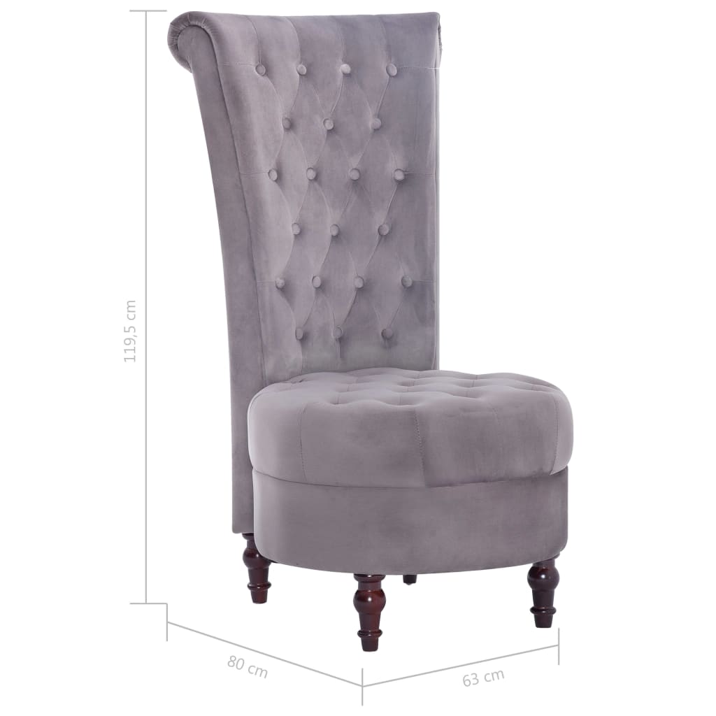 281377 vidaXL High Back Chair Grey Velvet