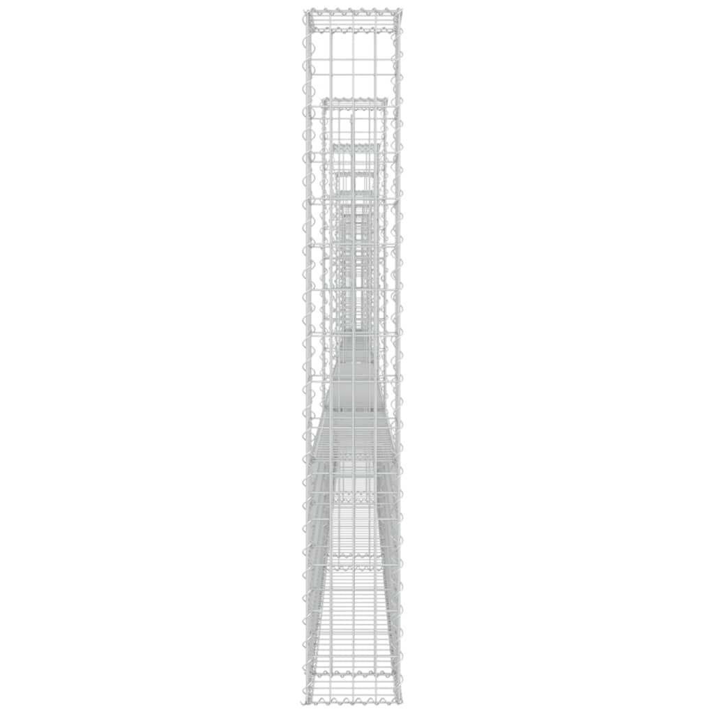 vidaXL U-образна габионна кошница с 8 стълба, желязо, 860x20x150 см