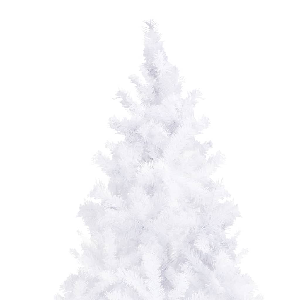vidaXL Изкуствена осветена коледна елха с топки и LED, 300 см, бяла