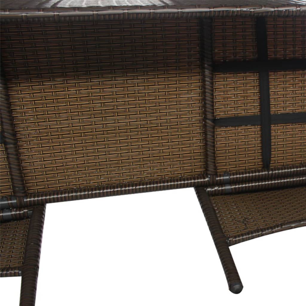 vidaXL Градинска мека мебел с маса за чай, кафяв полиратан