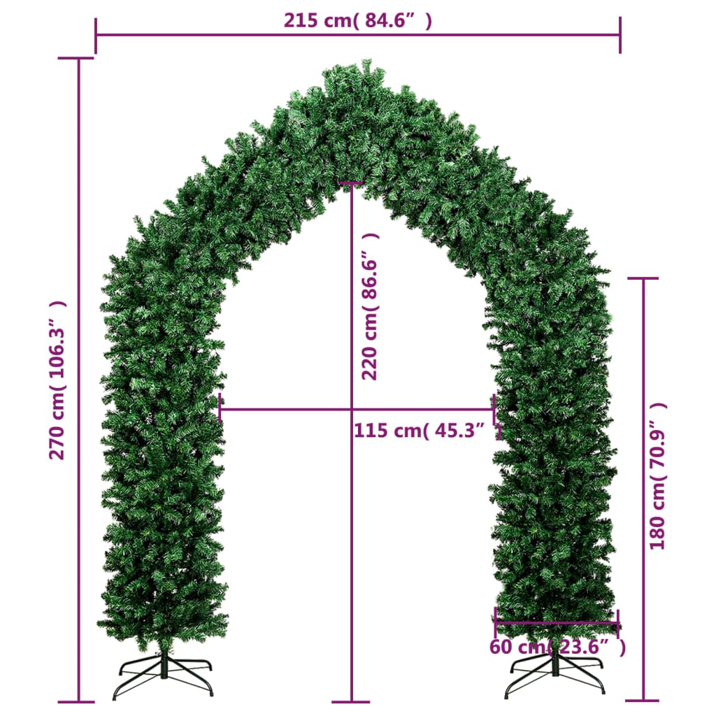 vidaXL Коледна елха арка, зелена, 270 см