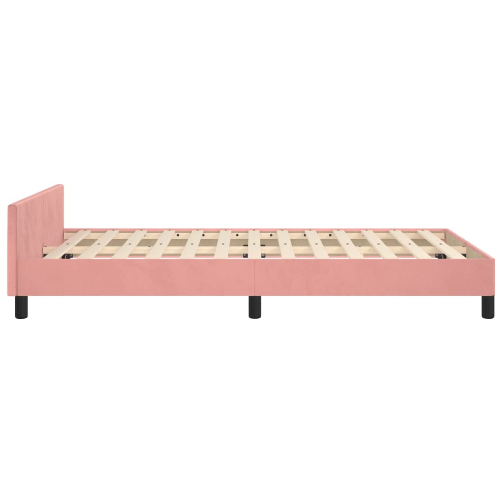 vidaXL Рамка за легло с табла, розова, 120x190 см, кадифе