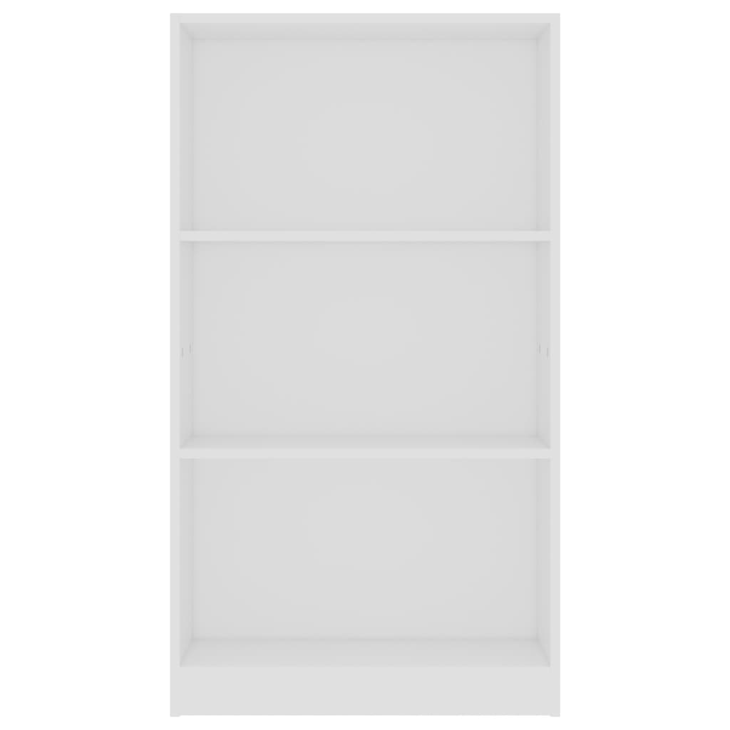 vidaXL 3-етажна библиотека, бяла, 60x24x109 см, инженерно дърво