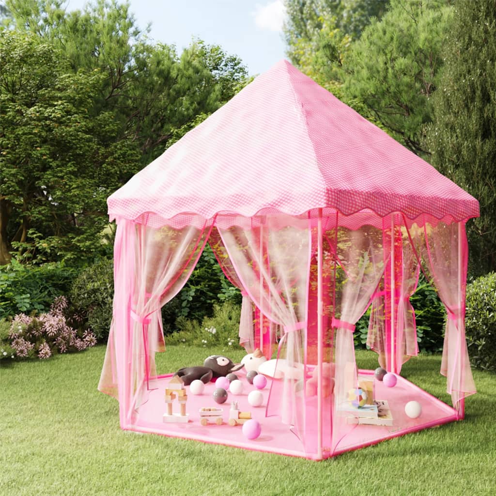 vidaXL Детска палатка за игра Princess с 250 топки, розова, 133x140 см