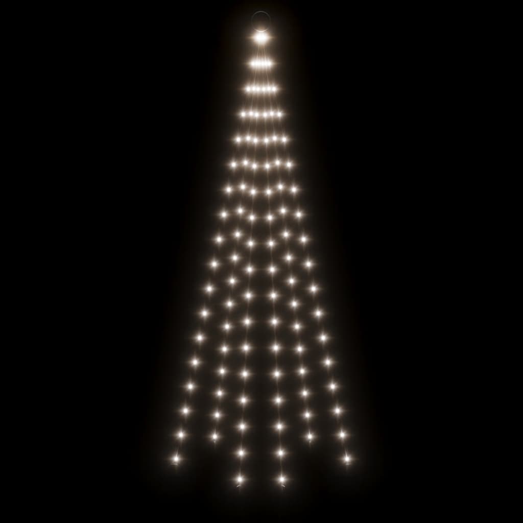 vidaXL Коледна елха на флагщок, студено бяло, 108 LED, 180 см