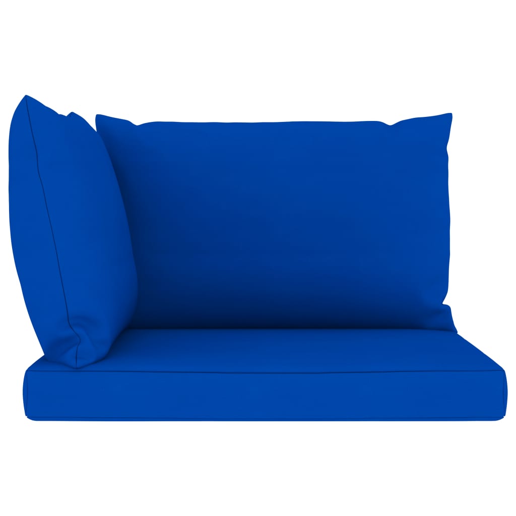 vidaXL Градински 2-местен диван от палети със сини възглавници бор