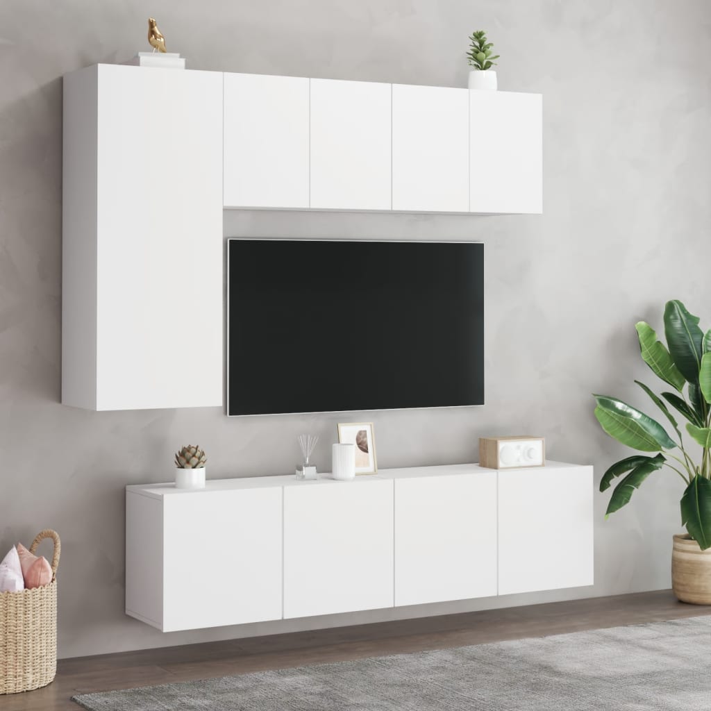 vidaXL ТВ шкафове за стенен монтаж, 2 бр, бели, 60x30x41 см