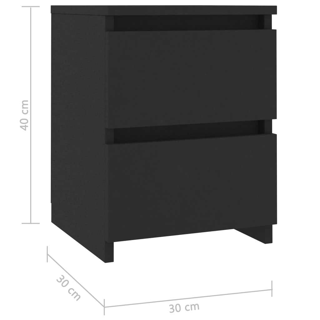 vidaXL Нощно шкафче, черно, 30x30x40 см, ПДЧ
