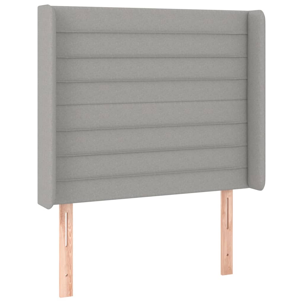 vidaXL Горна табла за легло с уши, светлосива, 83x16x118/128 см, плат