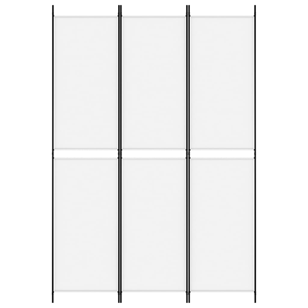 vidaXL Параван за стая, 3 панела, бял, 150x220 см, плат