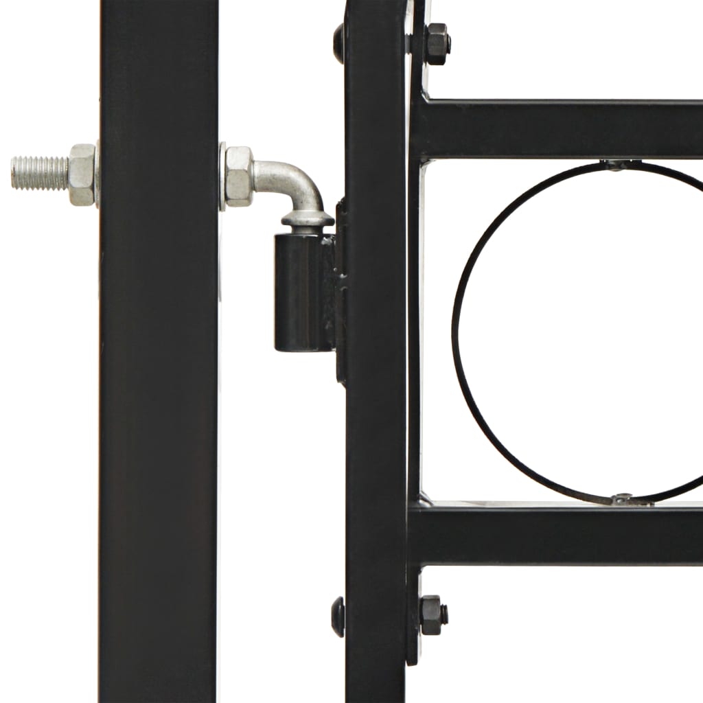 vidaXL Оградна порта с две врати арковидна стомана 300x125 см черна