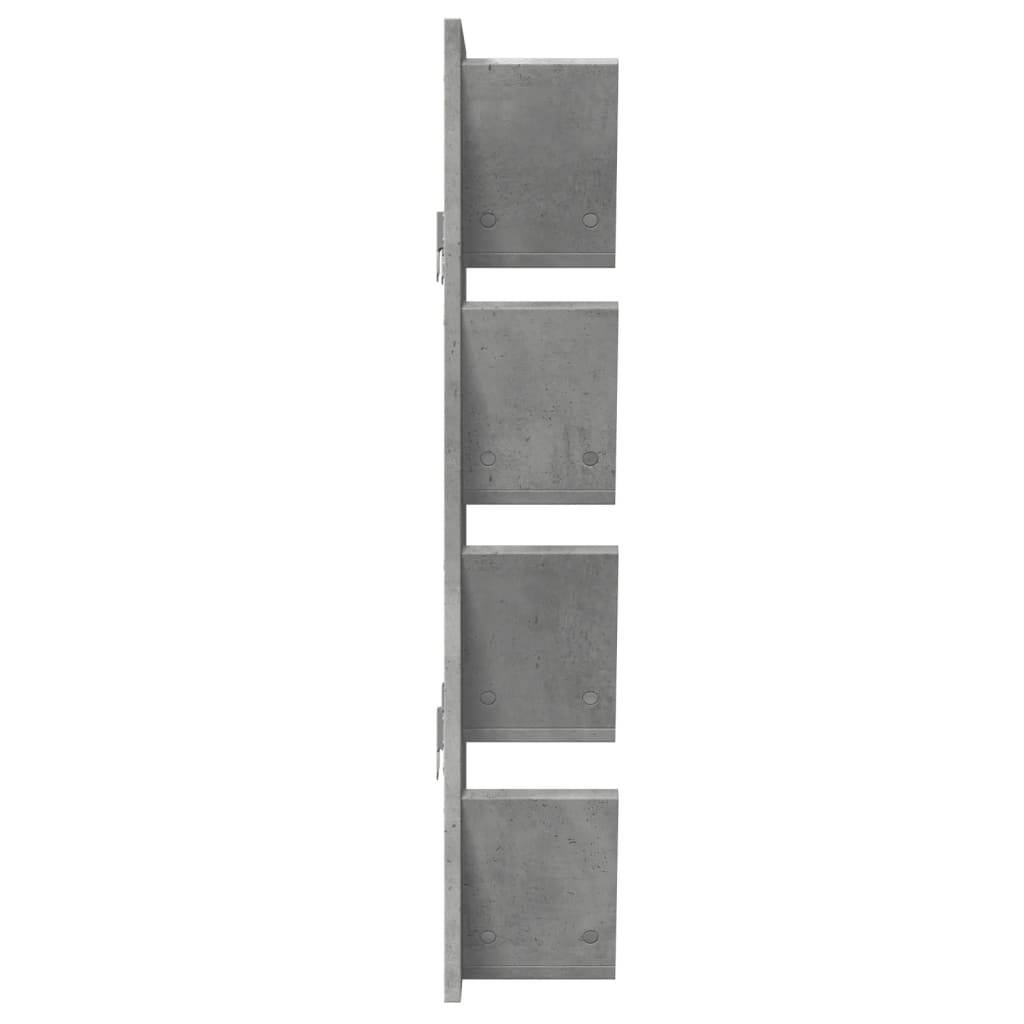vidaXL Стенен рафт за книги, 4 нива, бетонно сив, 33x16x90 см