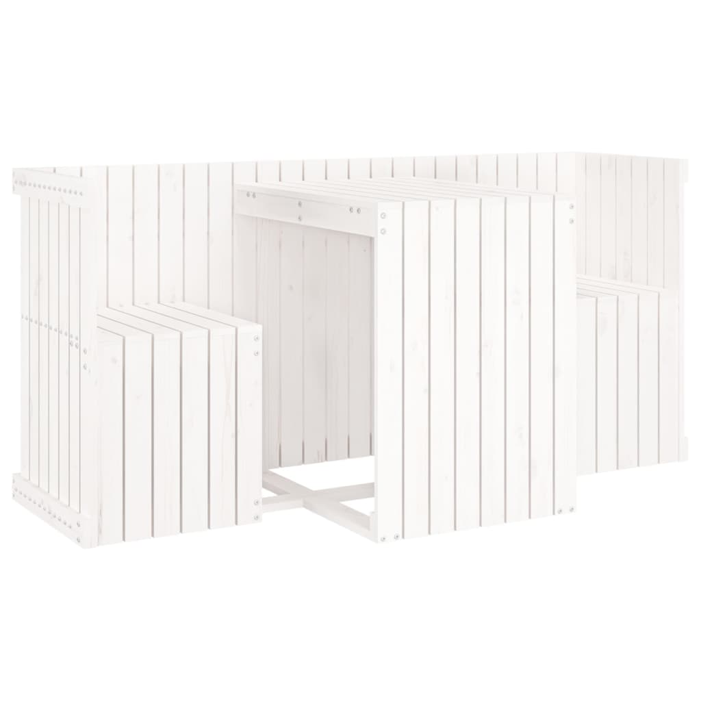 vidaXL Балконски комплект, 2-местен, бял, бор масив