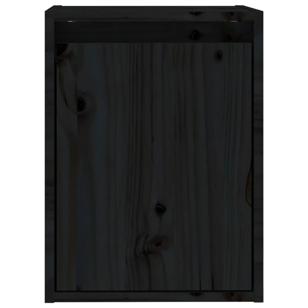 vidaXL Стенен шкаф, черен, 30x30x40 см, борово дърво масив