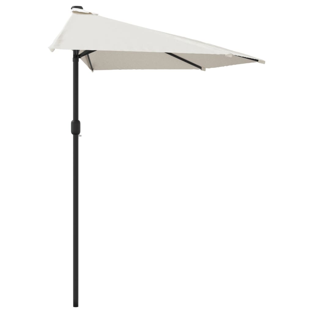 vidaXL Балконски чадър с алуминиев прът, пясъчен, 270x144 см, половин