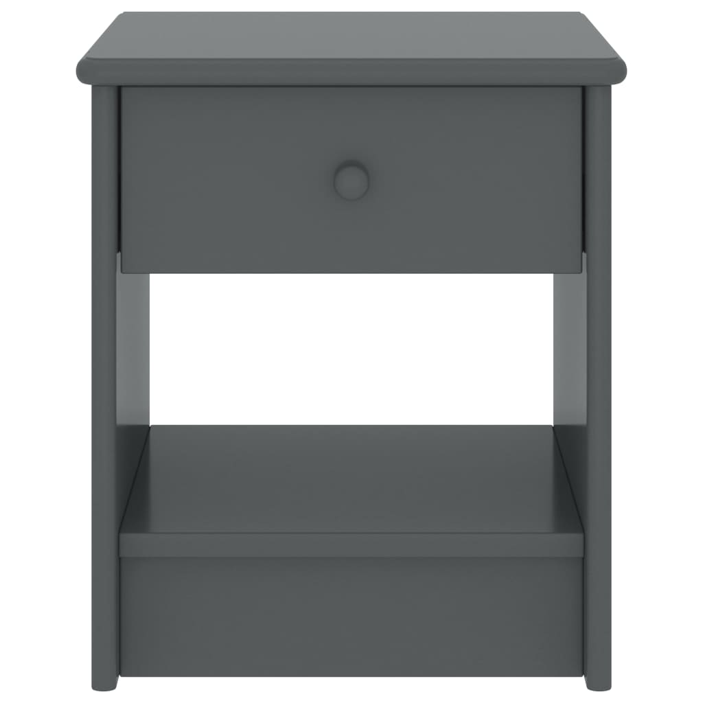 vidaXL Нощно шкафче, тъмносиво, 35x30x40 см, бор масив