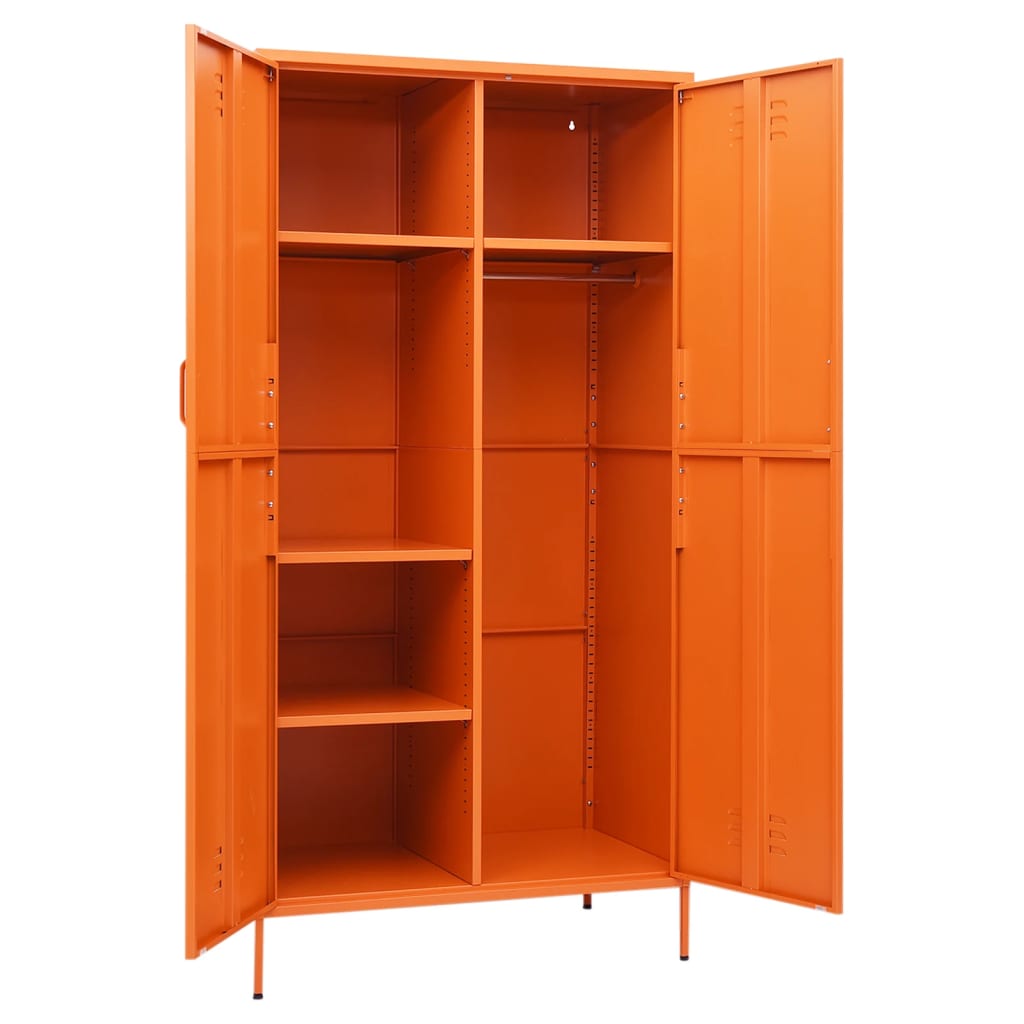 vidaXL Гардероб, оранжев, 90x50x180 см, стомана