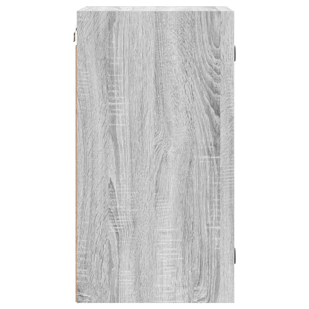 vidaXL Стенен шкаф със стъклени врати, сив сонома, 35x37x68,5 см
