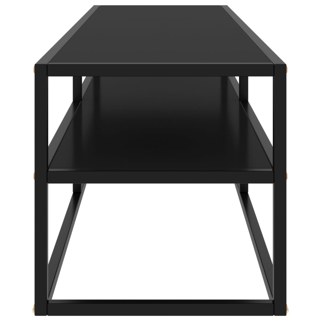 vidaXL ТВ шкаф, черен, черно стъкло, 140x40x40 см