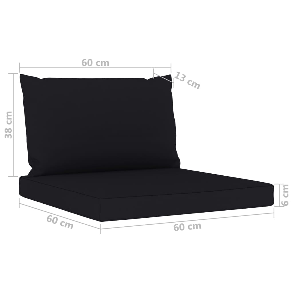 vidaXL 3-местен градински диван с черни възглавници