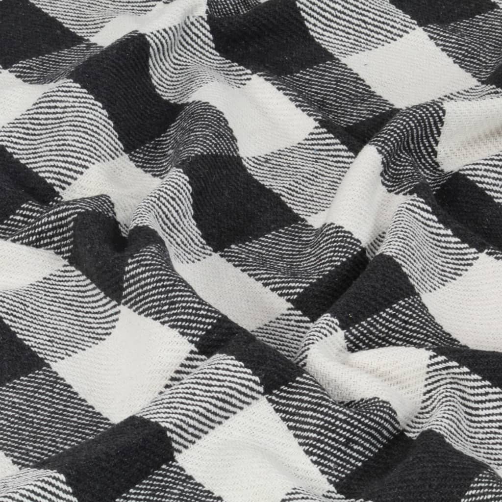 vidaXL Декоративно одеяло, памук, каре, 125x150 см, антрацит