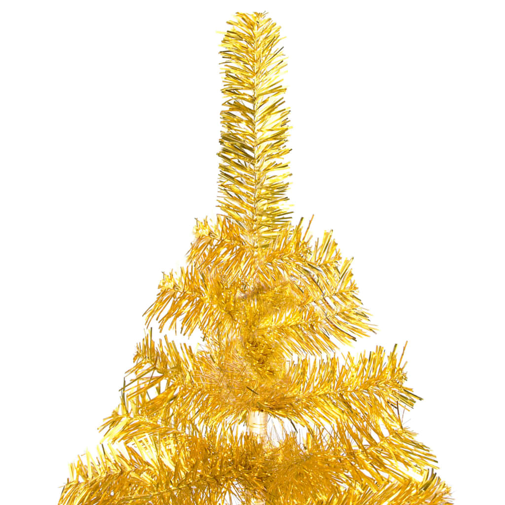vidaXL Изкуствена осветена коледна елха с топки златиста 240 см PET