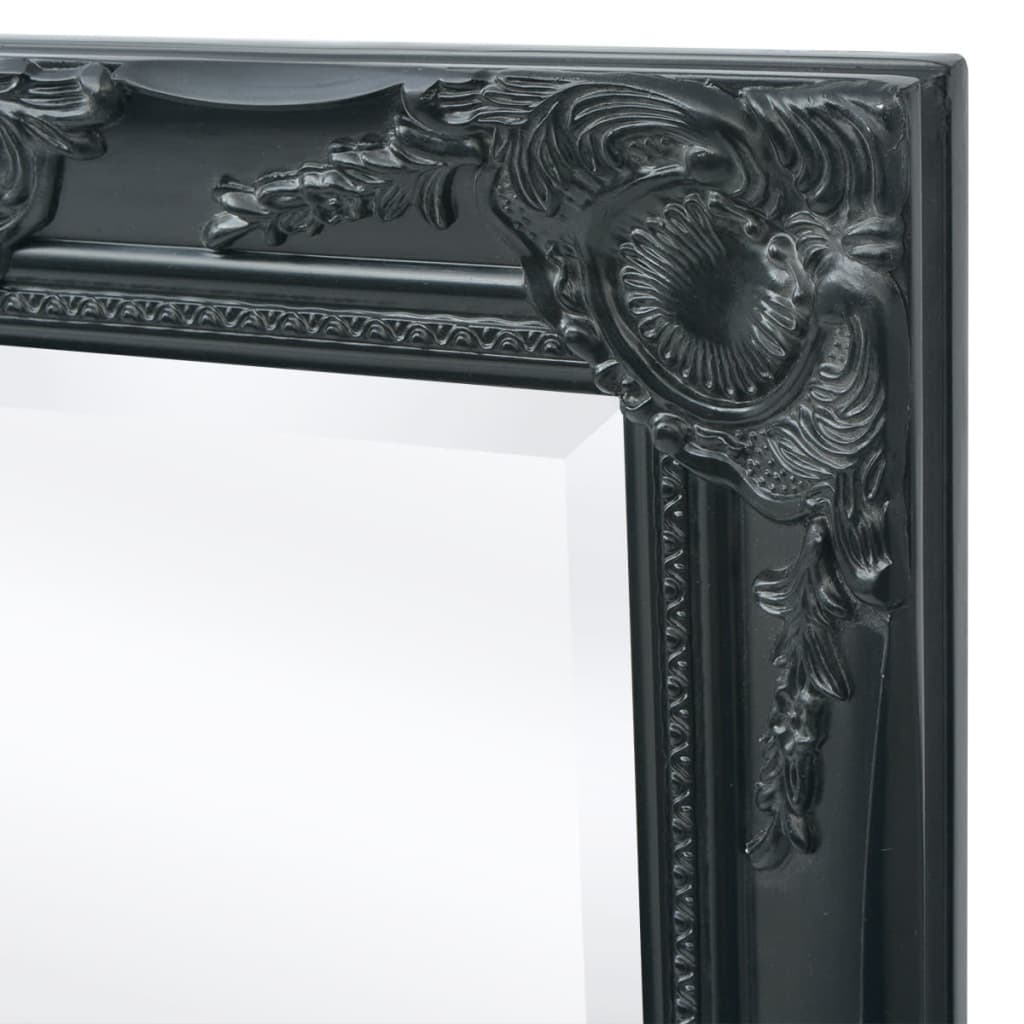 vidaXL Стенно огледало, бароков стил, 100x50 см, черно