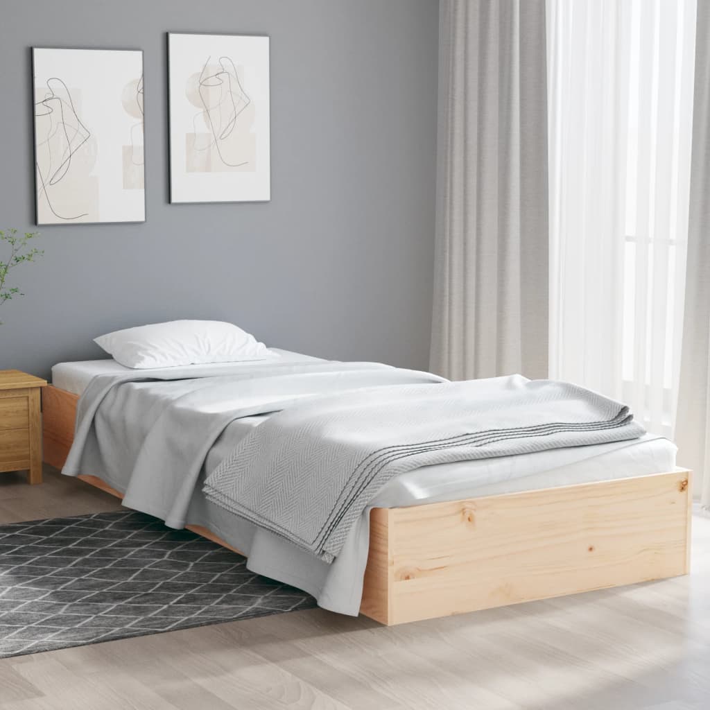 vidaXL Рамка за легло, дърво масив, 90x190 см, Single