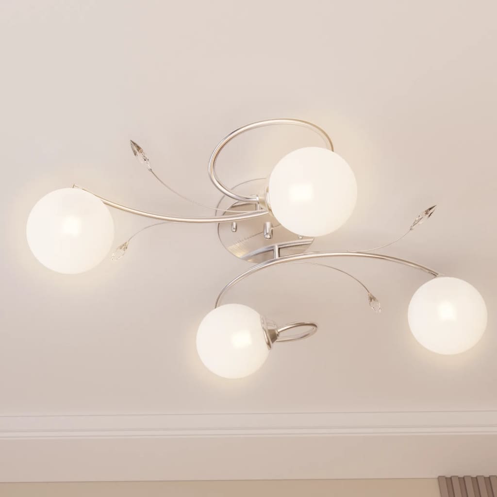 vidaXL Лампа за таван с кръгли стъклени абажури за 4 G9 LED крушки