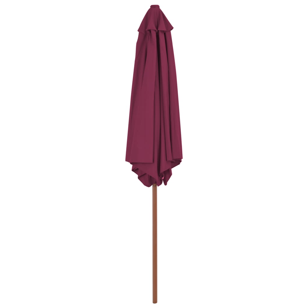 vidaXL Градински чадър с дървен прът, 270 см, бордо червено