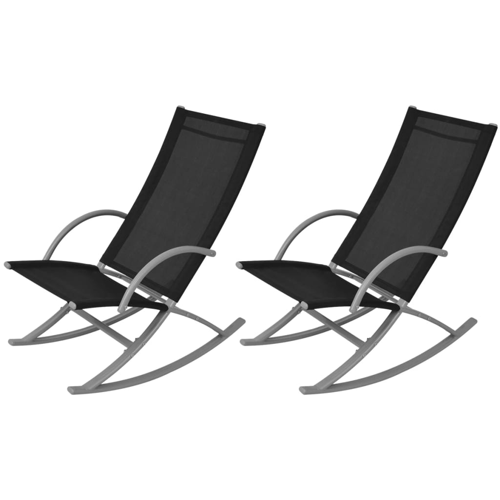 vidaXL Градински люлеещи се столове, стомана и textilene, черни