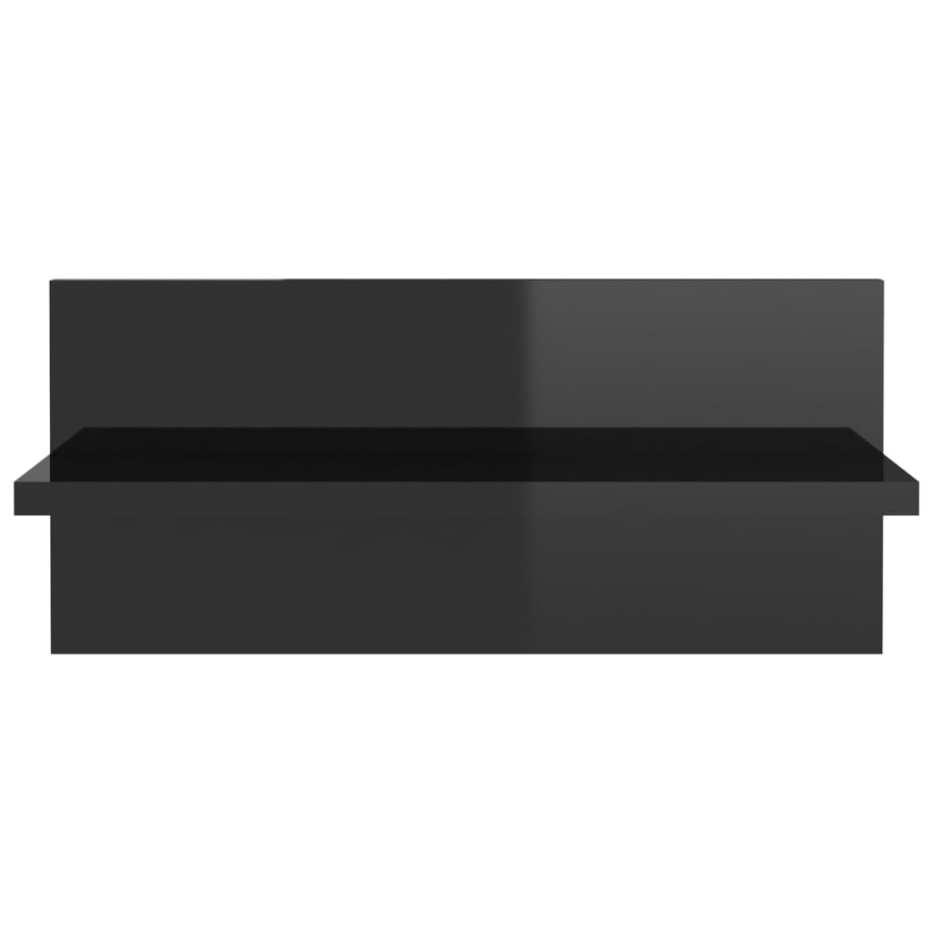 vidaXL Стенни рафтове, 2 бр, черен гланц, 40x11,5x18 см