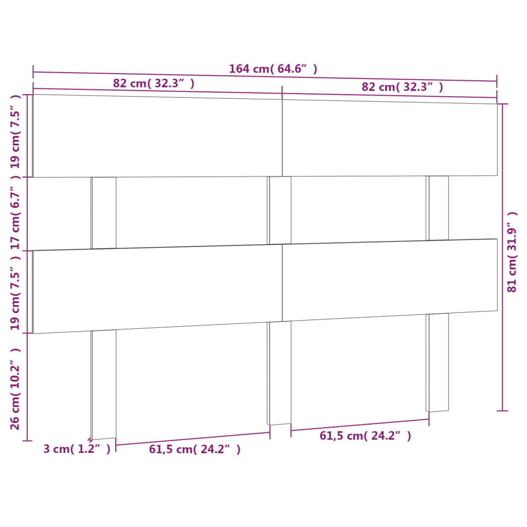 vidaXL Горна табла за легло, бяла, 164x3x81 см, бор масив
