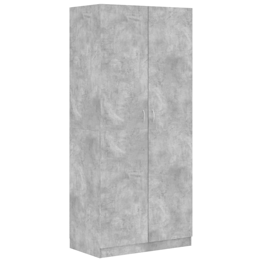 vidaXL Гардероб, бетонно сив, 90x52x200 см, ПДЧ