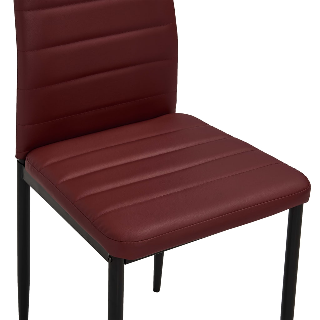 3054108 vidaXL 3 Piece Dining Set Faux Leather Bordeaux Red(248314+282583)